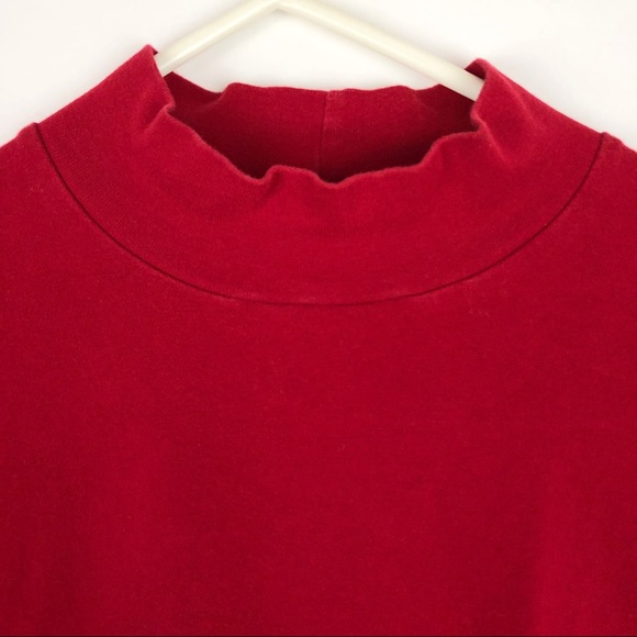 Croft & Barrow Red Cotton Classic Tee Long Sleeve Turtleneck Shirt - Picture 3 of 10